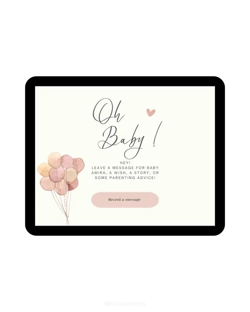 iPad customization screen with baby celebration theme